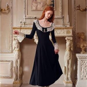 Lacemade Black Long Sleeve Dress with Lace Accents Pompeii’s harp